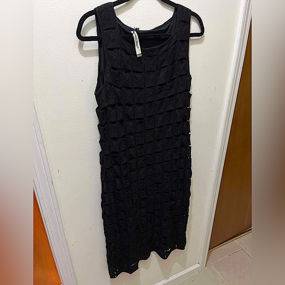 Marina Rinaldi crochet black midi dress in size M